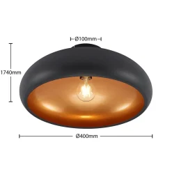 Lindby Gang|Loftlamper > loftlampe Gerwina, sort/guld, metal, 40 cm, E27