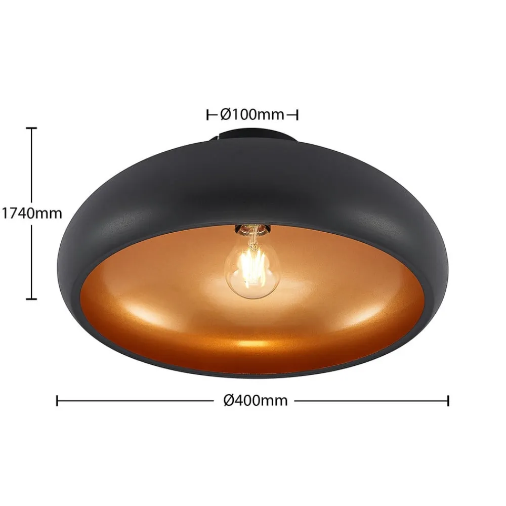 Lindby Gang|Loftlamper > loftlampe Gerwina, sort/guld, metal, 40 cm, E27