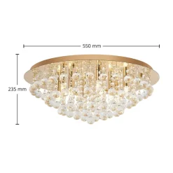 Lindby Loftlamper|Loftlamper > loftlampe Gillion, 8 lyskilder, guld, krystal, Ø 55cm
