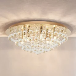 Lindby Loftlamper|Loftlamper > loftlampe Gillion, 8 lyskilder, guld, krystal, Ø 55cm