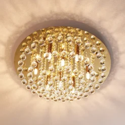 Lindby Loftlamper|Loftlamper > loftlampe Gillion, 8 lyskilder, guld, krystal, Ø 55cm