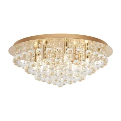 Lindby Loftlamper|Loftlamper > loftlampe Gillion, 8 lyskilder, guld, krystal, Ø 55cm