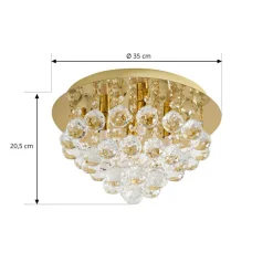 Loftlamper|Pendellamper ^ Lindby loftlampe Gillion, 4 lyskilder, guld, krystal, Ø 35cm