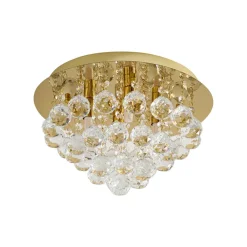 Loftlamper|Pendellamper ^ Lindby loftlampe Gillion, 4 lyskilder, guld, krystal, Ø 35cm