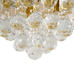Loftlamper|Pendellamper ^ Lindby loftlampe Gillion, 4 lyskilder, guld, krystal, Ø 35cm