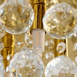 Loftlamper|Pendellamper ^ Lindby loftlampe Gillion, 4 lyskilder, guld, krystal, Ø 35cm