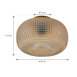 Lindby Loftlamper|Loftlamper > loftlampe Hildur, Ø 25 cm, ravfarvet, glas