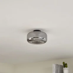 Lindby Loftlamper|Loftlamper > loftlampe Hildur, Ø 28,5 cm, røggrå, glas