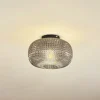 Gang|Loftlamper ^ Lindby loftlampe Hildur, Ø 25 cm, røggrå, glas