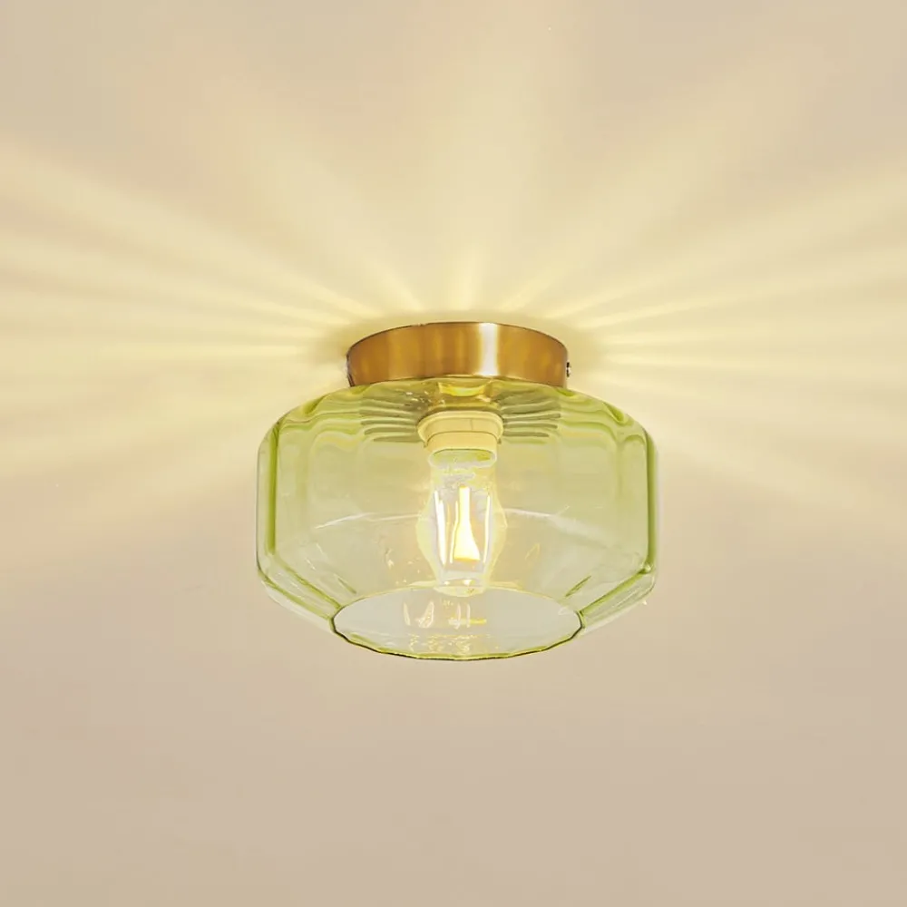 Lindby Gang|Loftlamper > loftlampe Hildur, grøn, glas, Ø 22 cm