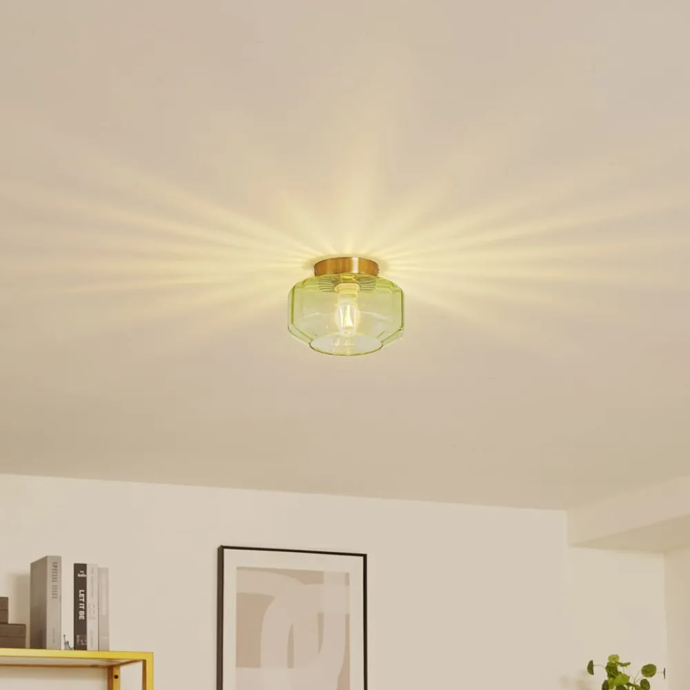Lindby Gang|Loftlamper > loftlampe Hildur, grøn, glas, Ø 22 cm