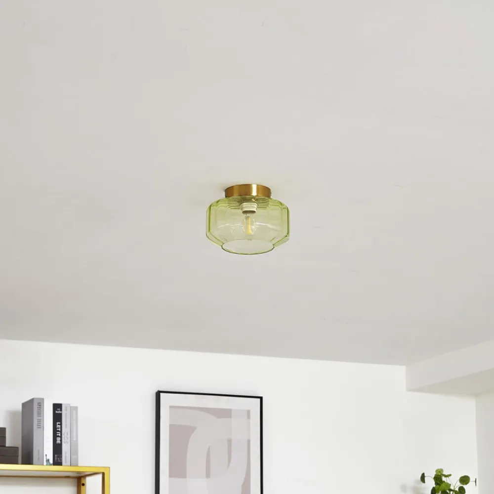 Lindby Gang|Loftlamper > loftlampe Hildur, grøn, glas, Ø 22 cm