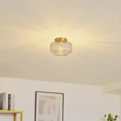 Gang|Loftlamper ^ Lindby loftlampe Hildur, ravfarvet, glas, Ø 22 cm
