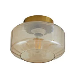 Gang|Loftlamper ^ Lindby loftlampe Hildur, ravfarvet, glas, Ø 22 cm