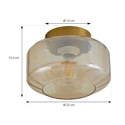 Gang|Loftlamper ^ Lindby loftlampe Hildur, ravfarvet, glas, Ø 22 cm