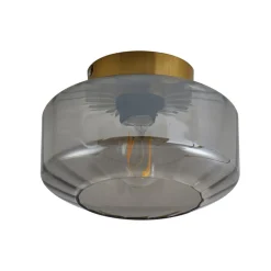 Loftlamper|Loftlamper ^ Lindby loftlampe Hildur, røggrå, glas, Ø 22 cm