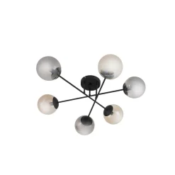 Lindby Loftlamper|Pendellamper > loftlampe Isamer, smoke grey/amber, Ø 80 cm, globe