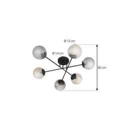 Lindby Loftlamper|Pendellamper > loftlampe Isamer, smoke grey/amber, Ø 80 cm, globe
