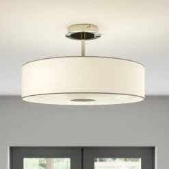 Lindby Gang|Pendellamper > loftlampe Josia, hvid, stof, Ø 47 cm, E27