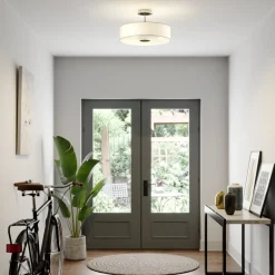 Lindby Gang|Pendellamper > loftlampe Josia, hvid, stof, Ø 47 cm, E27