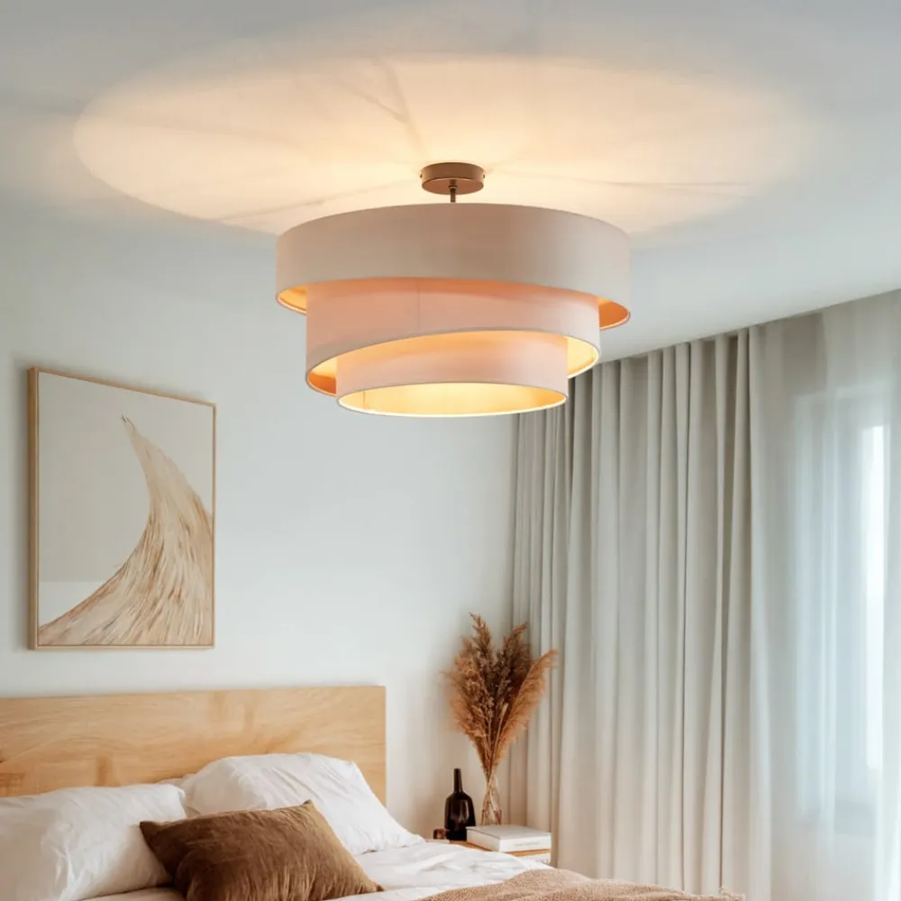 Lindby Loftlamper|Pendellamper > loftlampe Jusari, creme, tekstil, Ø 56 cm, E27