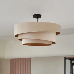 Lindby Loftlamper|Pendellamper > loftlampe Jusari, creme, tekstil, Ø 56 cm, E27