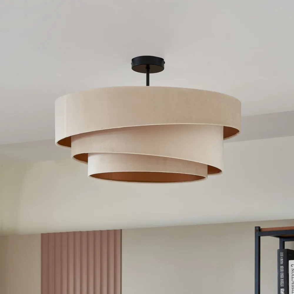 Lindby Loftlamper|Pendellamper > loftlampe Jusari, creme, tekstil, Ø 56 cm, E27