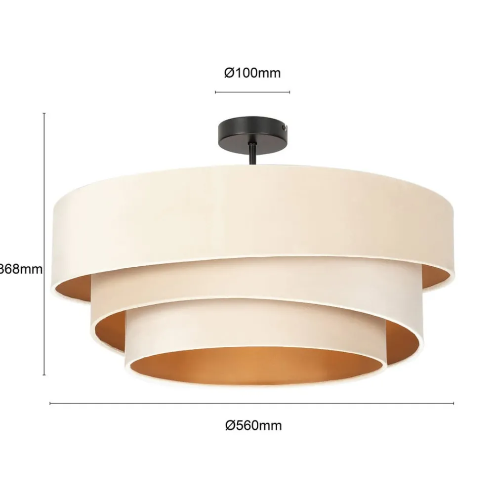 Lindby Loftlamper|Pendellamper > loftlampe Jusari, creme, tekstil, Ø 56 cm, E27