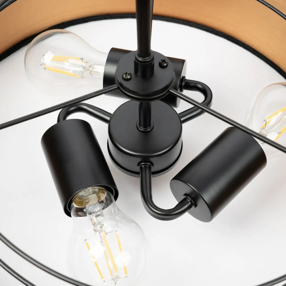 Lindby Loftlamper|Loftlamper > loftlampe Jusari, sort, tekstil, Ø 56 cm, E27
