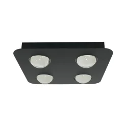 Lindby Arbejdsrum/Kontor > loftlampe Jyla, sort, 3.000 K, 4 lyskilder, linse
