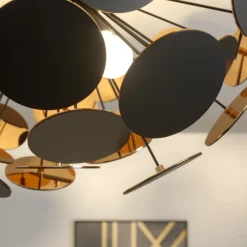 Lindby Gang|Loftlamper > loftlampe Kinan, Ø 54 cm, sort, guld, E14