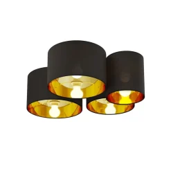 Lindby Loftlamper|Loftlamper > loftlampe Laurenz, 4 lyskilder, sort/guld, tekstil
