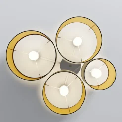 Lindby Loftlamper|Loftlamper > loftlampe Laurenz, 4 lyskilder, sort/guld, tekstil