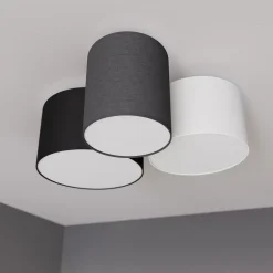 Gang|Loftlamper ^ Lindby loftlampe Laurenz, 3 lyskilder, grå/brun, tekstil