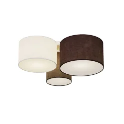 Gang|Loftlamper ^ Lindby loftlampe Laurenz, 3 lyskilder, grå/brun, tekstil