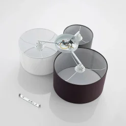 Gang|Loftlamper ^ Lindby loftlampe Laurenz, 3 lyskilder, grå/brun, tekstil