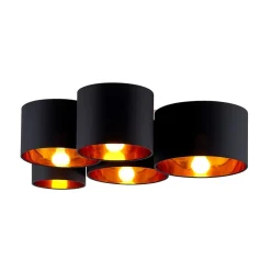 Lindby Gang|Loftlamper > loftlampe Laurenz, 5 lyskilder, 83 cm sort/guld