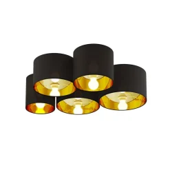 Lindby Gang|Loftlamper > loftlampe Laurenz, 5 lyskilder, 83 cm sort/guld