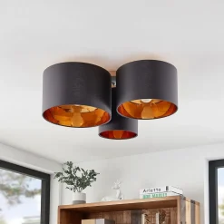 Lindby Gang|Loftlamper > loftlampe Laurenz, 3 lyskilder, grå/guld, tekstil