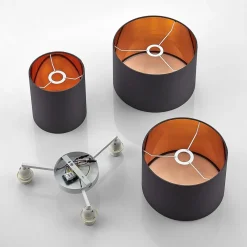 Lindby Gang|Loftlamper > loftlampe Laurenz, 3 lyskilder, grå/guld, tekstil