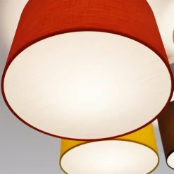 Lindby Gang|Loftlamper > loftlampe Laurenz, 5 lyskilder, 93 cm, rød/gul, tekstil