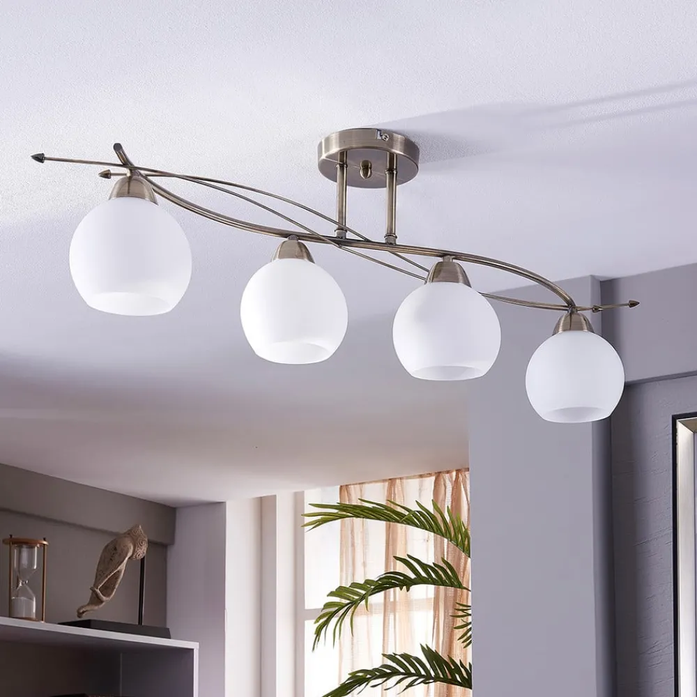 Lindby Loftlamper|Loftlamper > loftlampe Leanda, 80 cm, 4 lyskilder, metal, glas