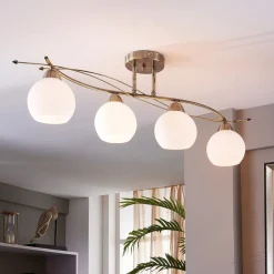 Lindby Loftlamper|Loftlamper > loftlampe Leanda, 80 cm, 4 lyskilder, metal, glas