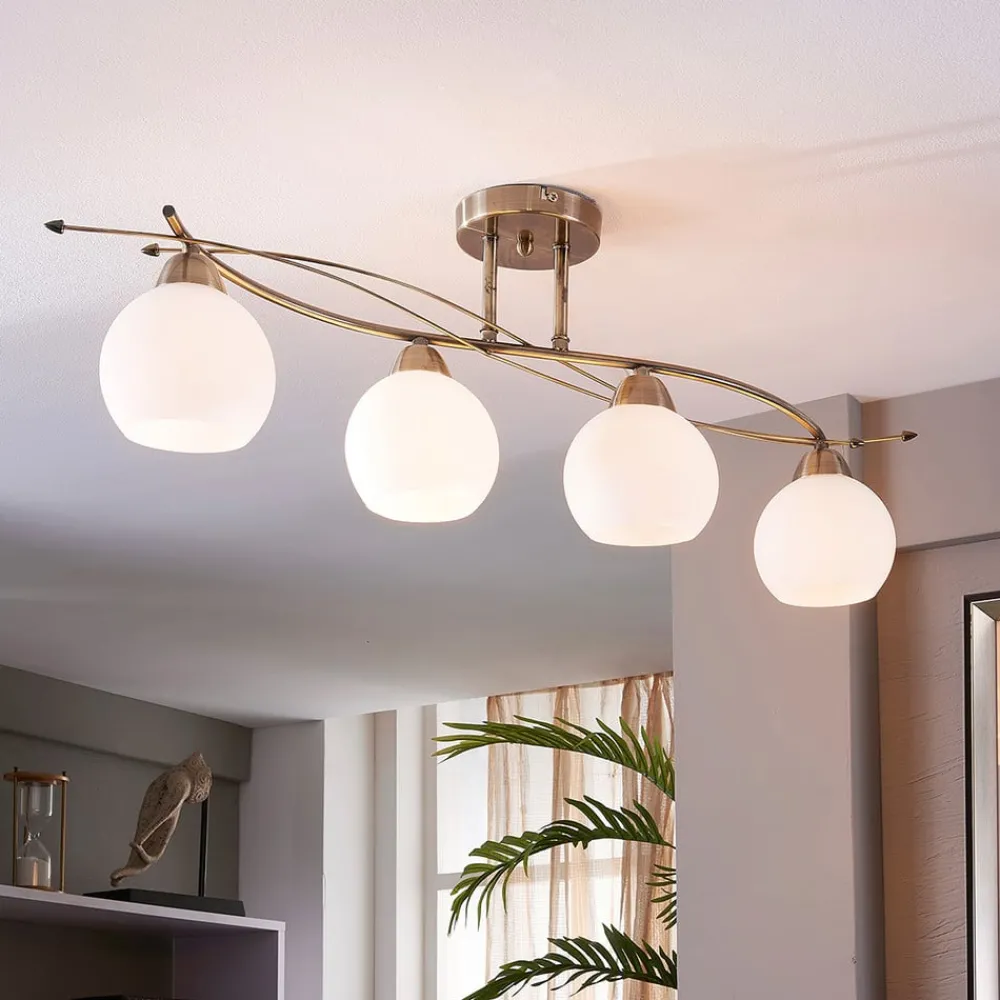 Lindby Loftlamper|Loftlamper > loftlampe Leanda, 80 cm, 4 lyskilder, metal, glas