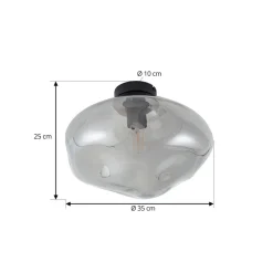 Gang|Loftlamper ^ Lindby loftlampe Lelia, røggrå, glas, Ø 35 cm