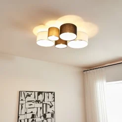 Lindby Loftlamper > loftlampe Lettie, grå/sort/hvid, 5 lyskilder, E27