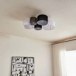 Lindby Loftlamper > loftlampe Lettie, grå/sort/hvid, 5 lyskilder, E27