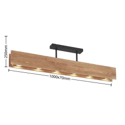Lindby Loftlamper > loftlampe Malwin, GU10, 100 cm lang, 6 lyskilder, træ