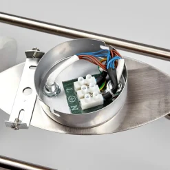 Spotlights ^ Lindby loftlampe Marena, 6 lyskilder, glas, træ, 180 cm lang