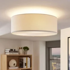 Lindby Loftlamper|Loftlamper > loftlampe Mariat, hvid, hør, Ø 45 cm, E27
